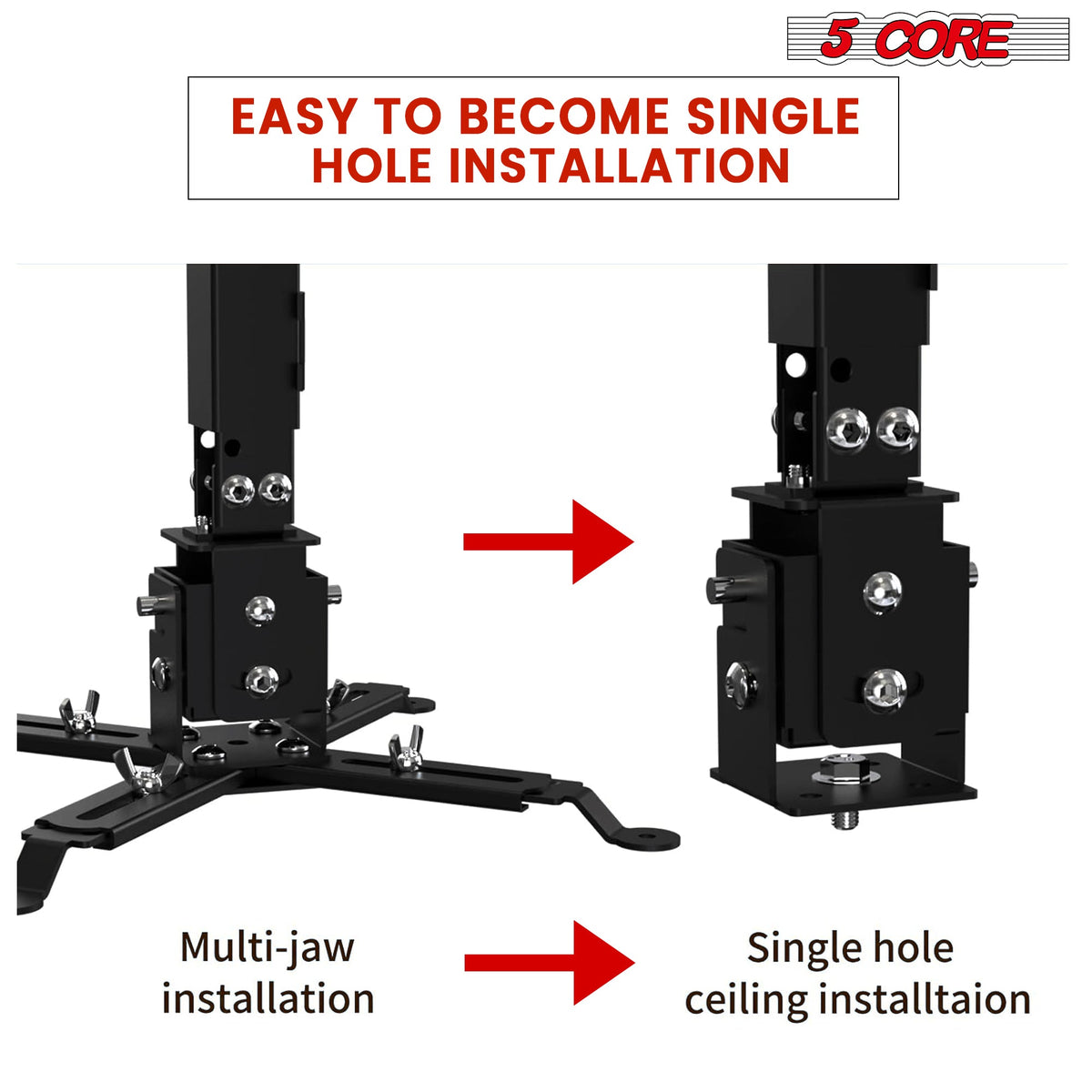 5Core Projector Mount Ceiling Wall Universal Holder Adjustable Low Profile Capacity 40lb